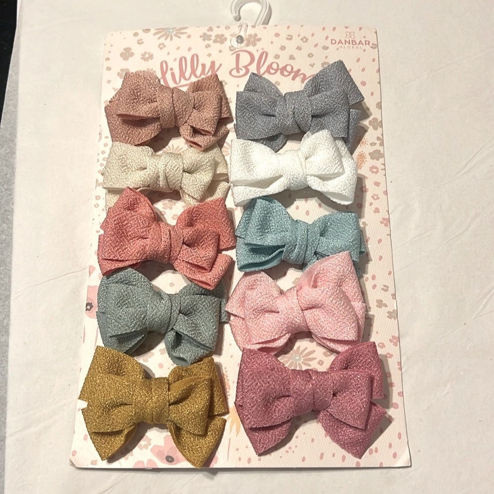 Lilly Bloom Set of 10 Clip-in Hairbows NWT